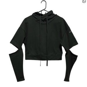 ALO Yoga Black Cropped Hoodie with Removable Sleeves